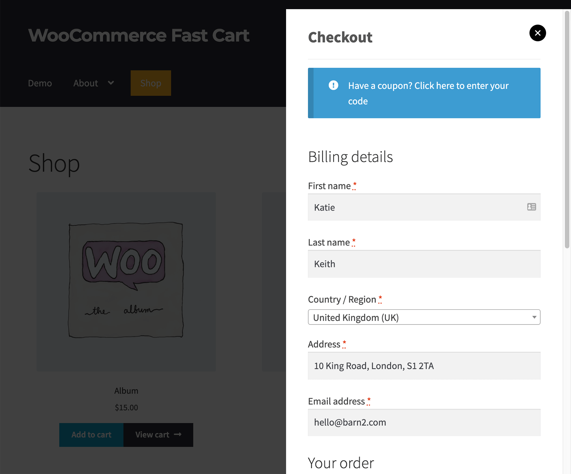 WooCommerce 快速购物车 - 直接在快速购物车中显示 WooCommerce 结帐