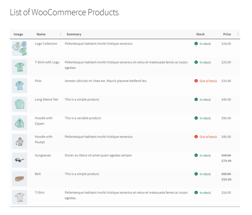 打印 WooCommerce 产品列表预览