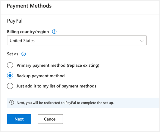 在 Microsoft Advertising 中添加 PayPal