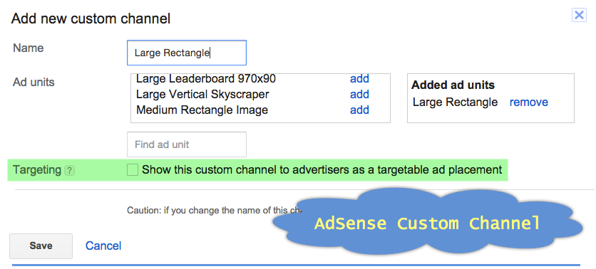 将 AdSense 广告分配到自定义渠道
