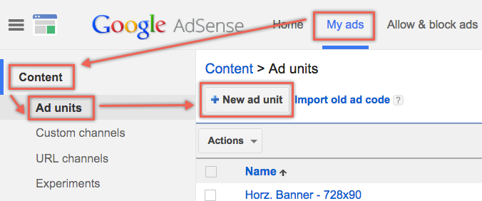 创建新的 AdSense 广告单元