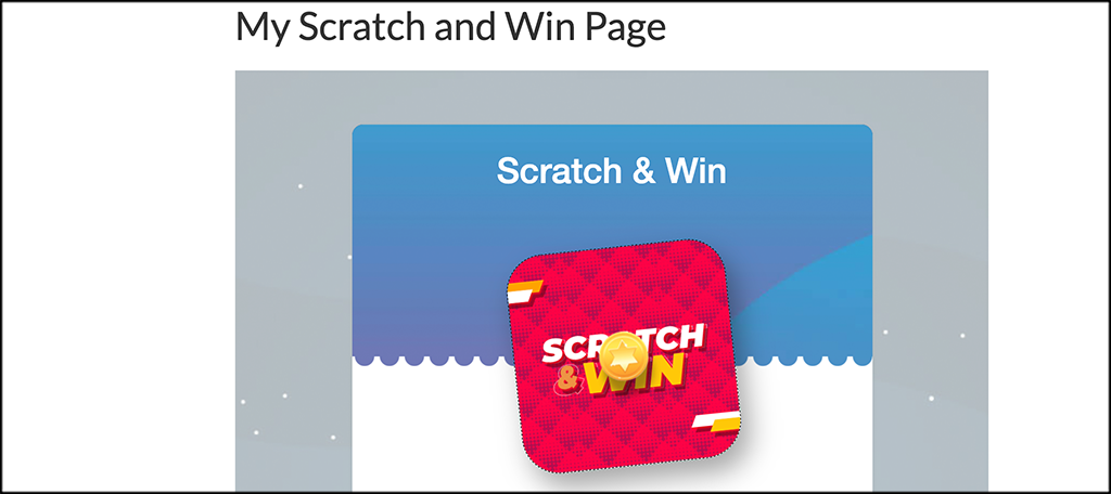 Scratch and Win赠品的实时页面