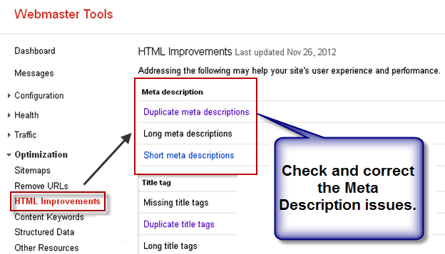 Google 网站管理员工具中的元描述改进