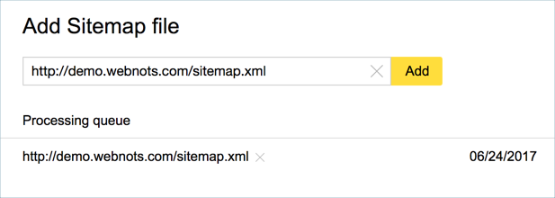Yandex中Sitemap的处理状态