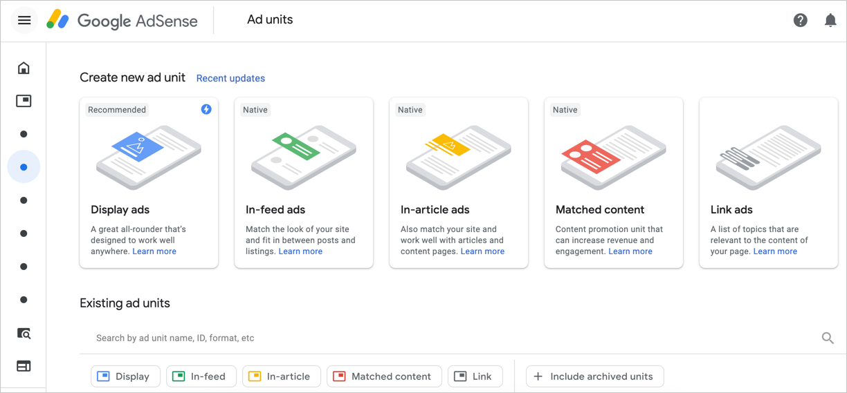 Google AdSense 中的广告单元类型