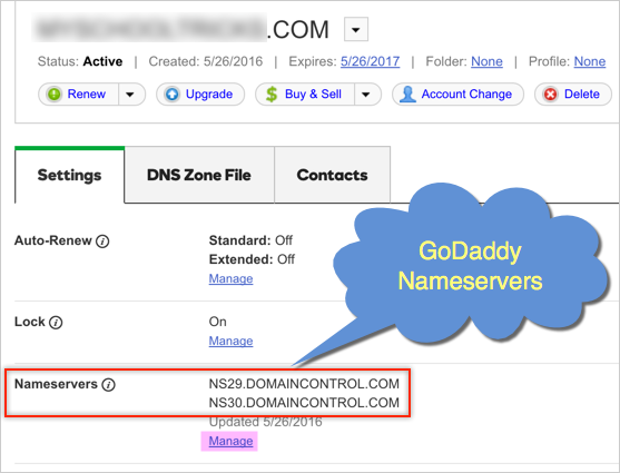 查看 GoDaddy 域名服务器