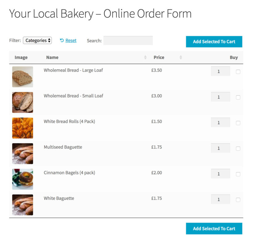 WooCommerce 面包店订单表格插件