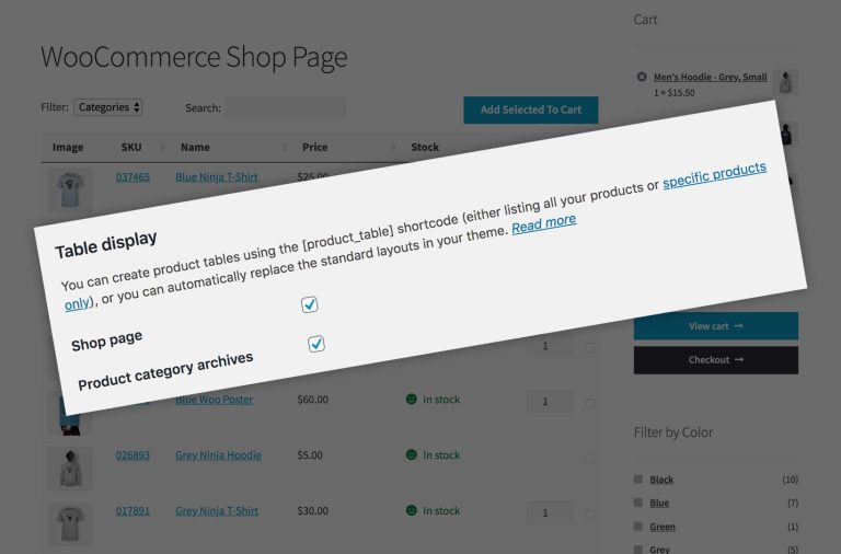 新的！ 将产品表添加到 WooCommerce 商店和类别页面的简单方法