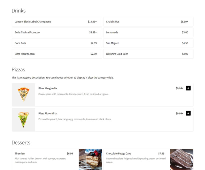 WooCommerce 餐厅插件灵活的食品订单表格