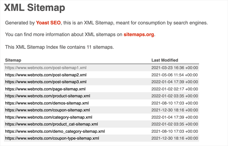 XML站点地图索引