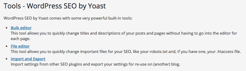 Yoast WordPress SEO 插件 - 工具