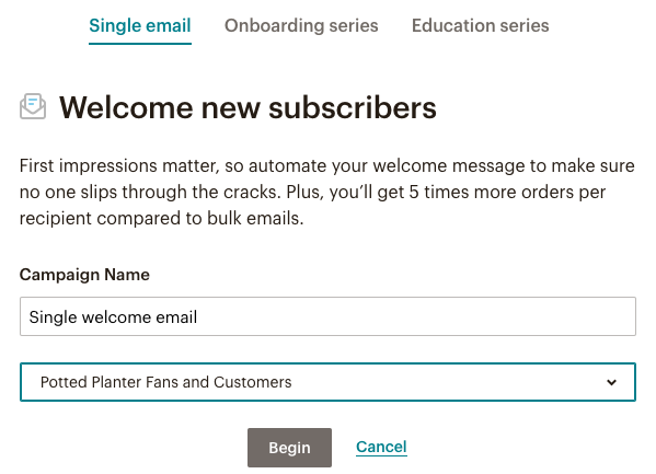 MailChimp 欢迎电子邮件