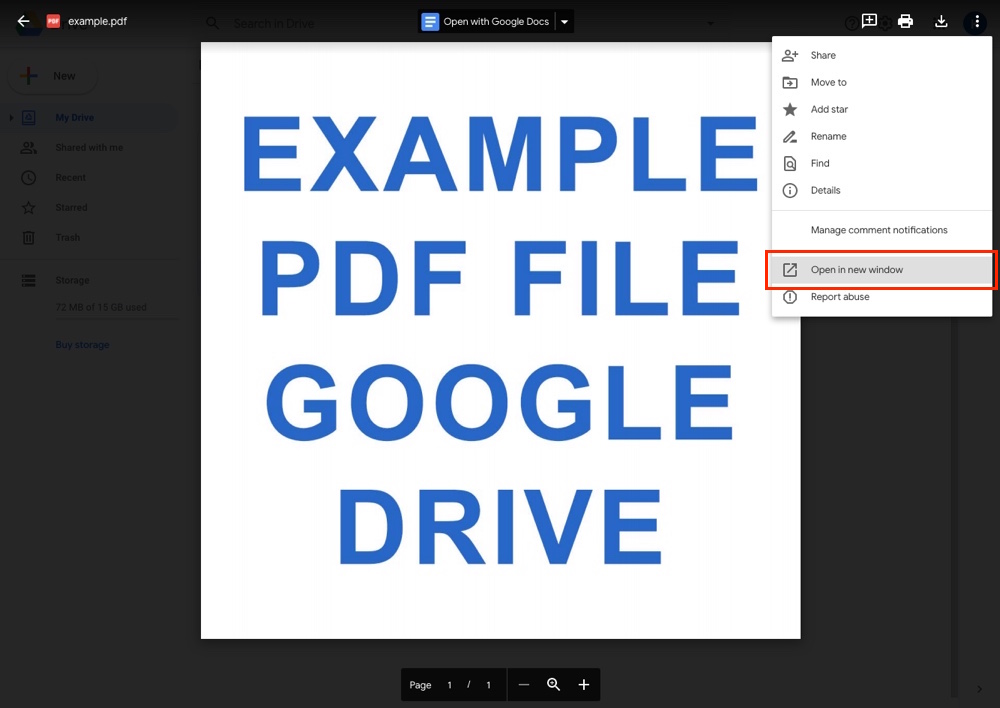 Google Drive：在新窗口中打开 PDF