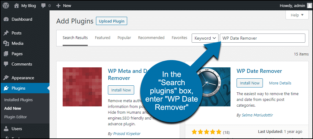 搜索 WordPress WP Date Remover 插件