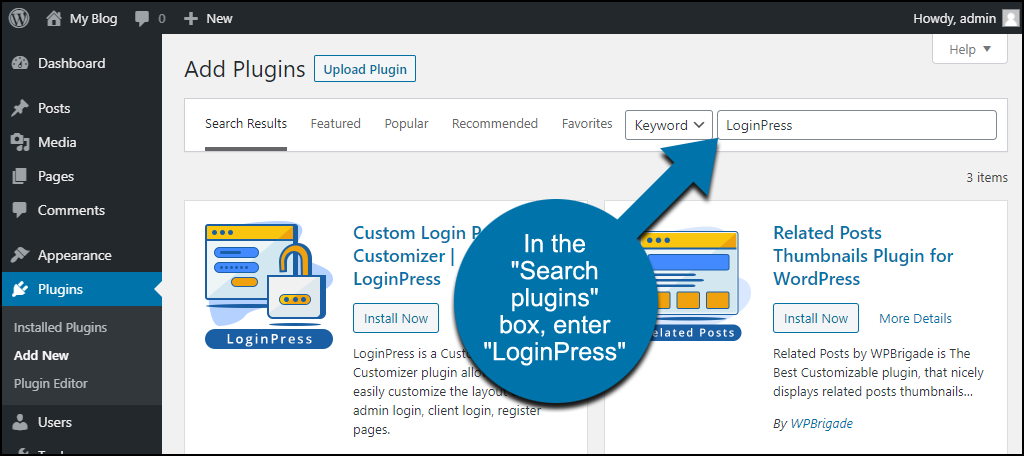 搜索 WordPress LoginPress 插件