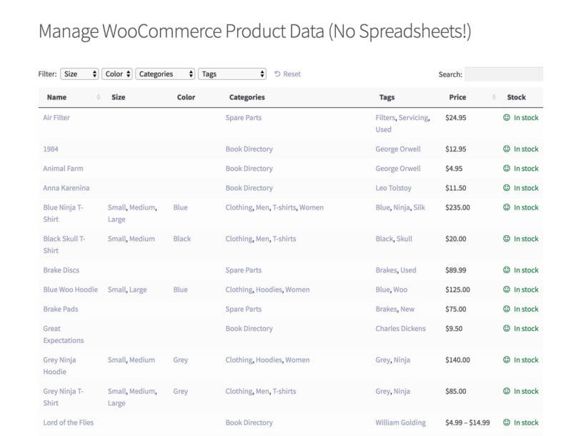 WooCommerce 电子表格插件批量管理产品