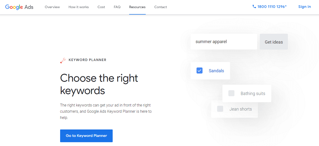 Google Ads 关键词规划师